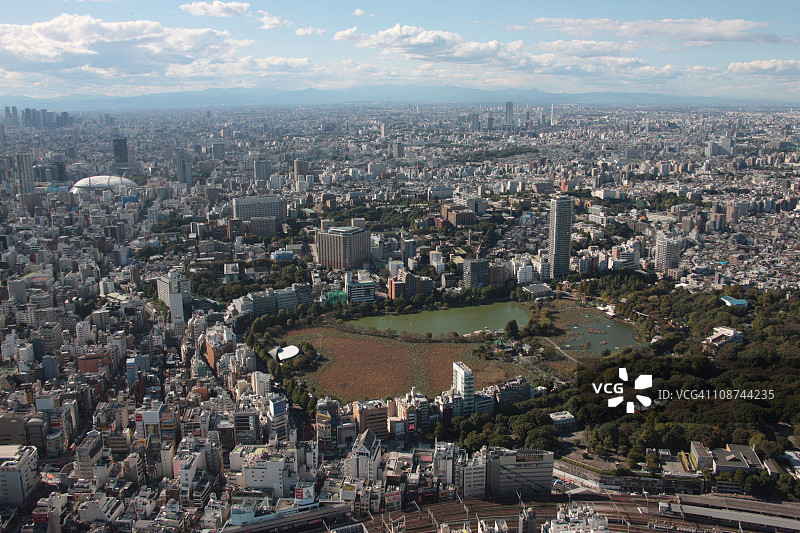 上野公园鸟瞰图，大东区，东京都，本州，日本图片素材