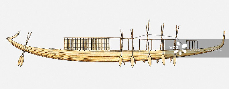 插图的皇家胡夫船，约公元前2500年图片素材