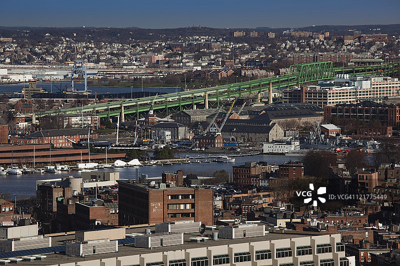 查尔斯敦和神秘河大桥，波士顿，马萨诸塞州，美国图片素材