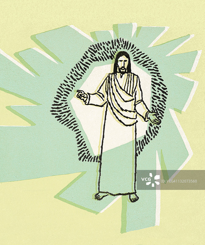 绿色背景的耶稣图片素材