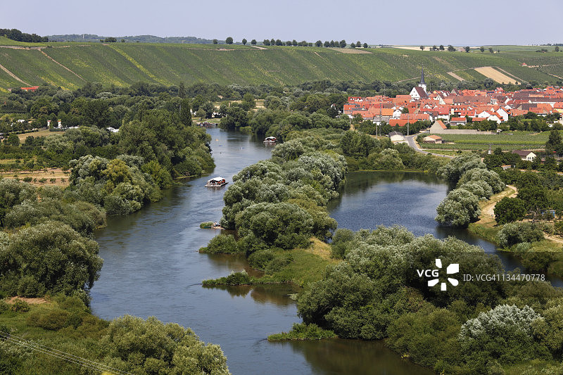 老美因河，Nordheim am Main, Mainschleife，在美因弗兰肯，下Franconia, Franconia, Bavaria，德国，欧洲图片素材