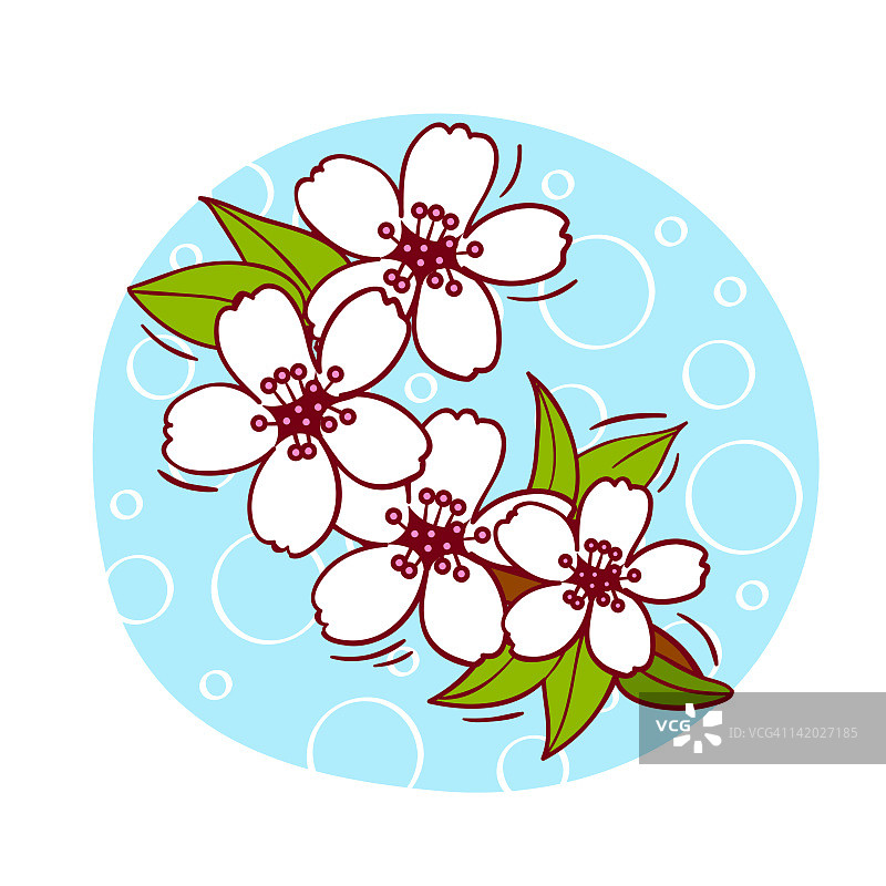 白色背景下的花的插图图片素材