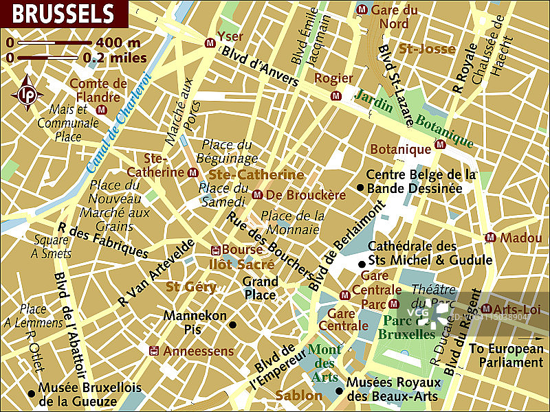 布鲁塞尔的地图。图片素材