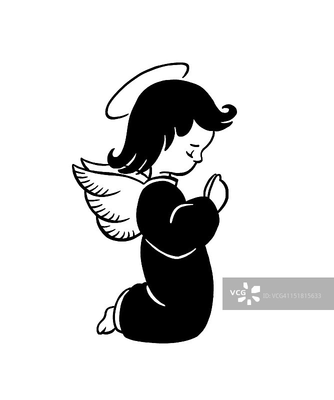 天使跪着祈祷图片素材