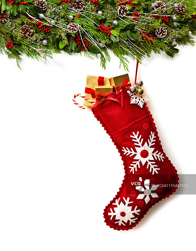 圣诞袜和花环图片素材