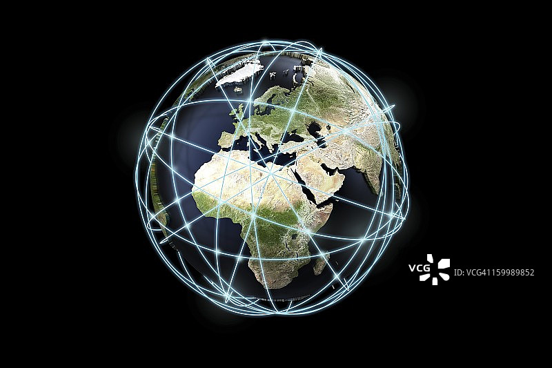 全球和通信线路，欧洲和Af图片素材