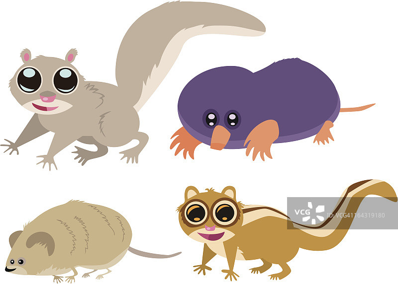 动物佩奇:松鼠，鼹鼠，田鼠，花栗鼠图片素材