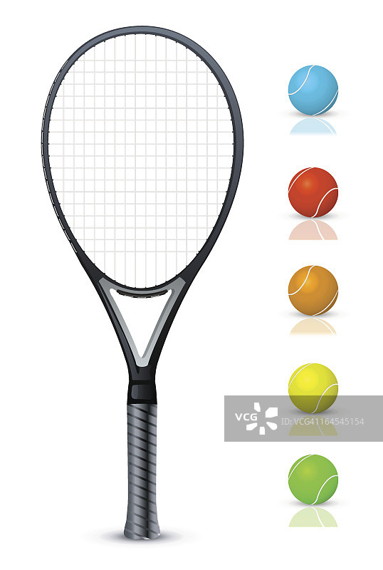 网球拍和彩球图片素材