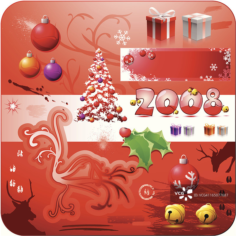 圣诞设计元素2008红色图片素材