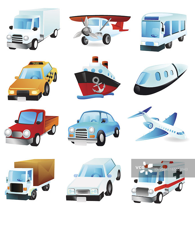 汽车、卡车和交通图标图片素材