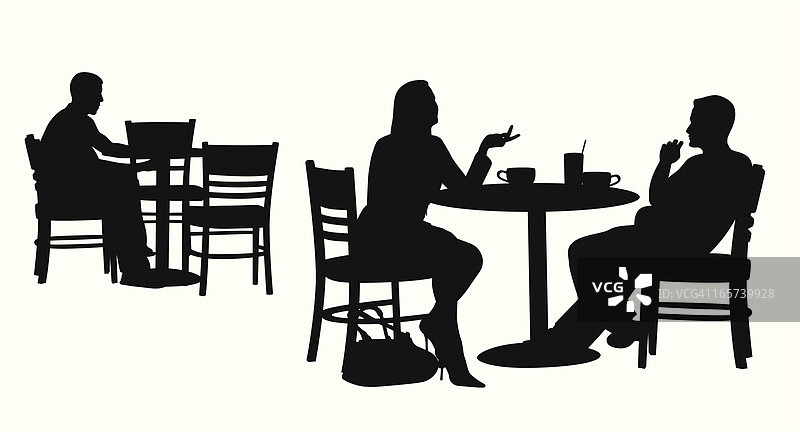 一对夫妇坐在餐厅的剪影图片素材