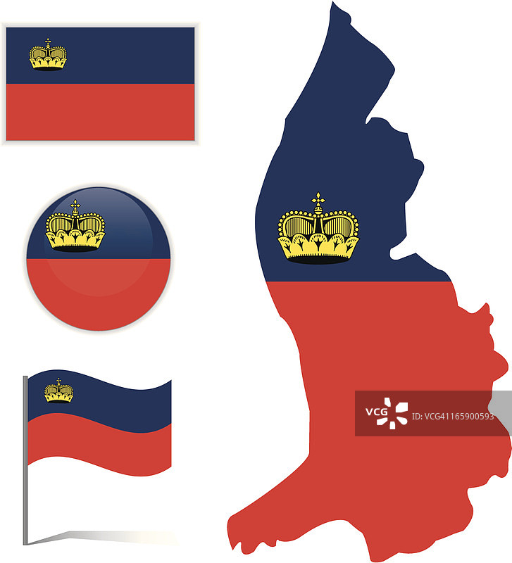 列支敦士登国旗和地图图片素材