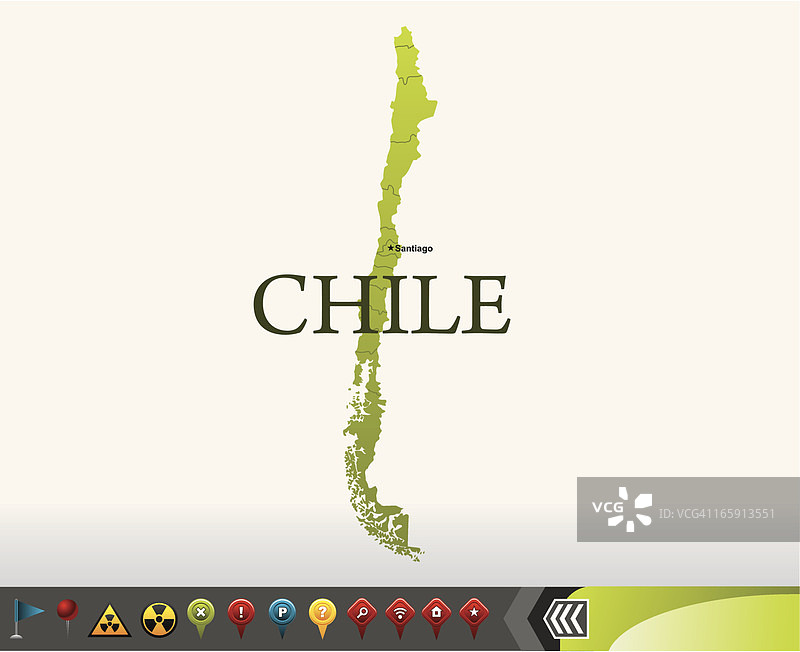 带有导航图标的智利地图图片素材