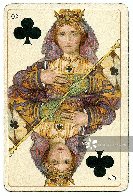 梅花皇后唐多夫莎士比亚古董扑克牌图片素材