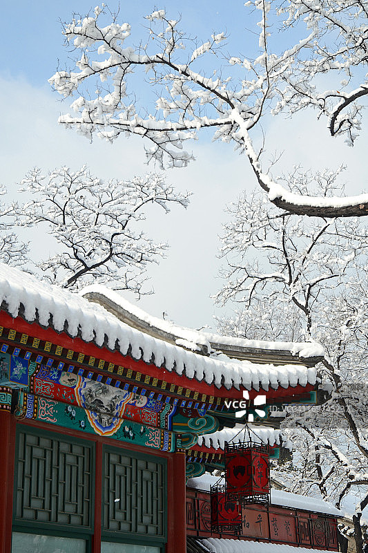 春分雪在北京太阳庙图片素材
