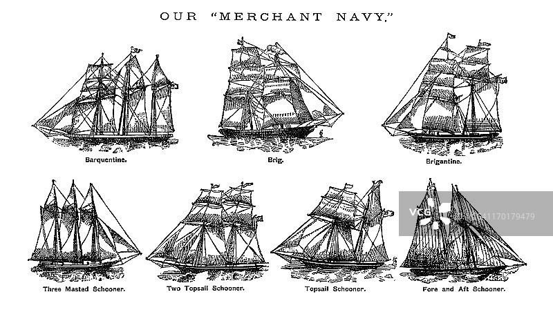 英国商船(c1880年图片素材
