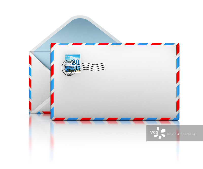 经典的电子邮件信封和邮票图片素材