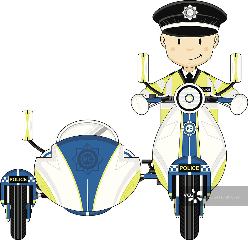 警察骑摩托车和边车图片素材