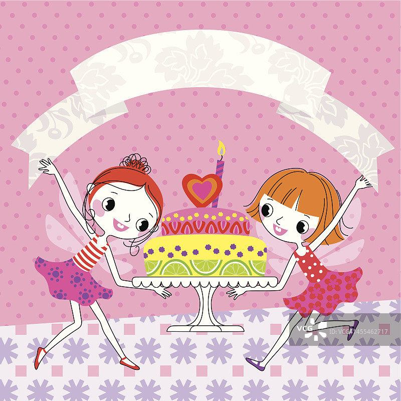 仙女和生日蛋糕。图片素材