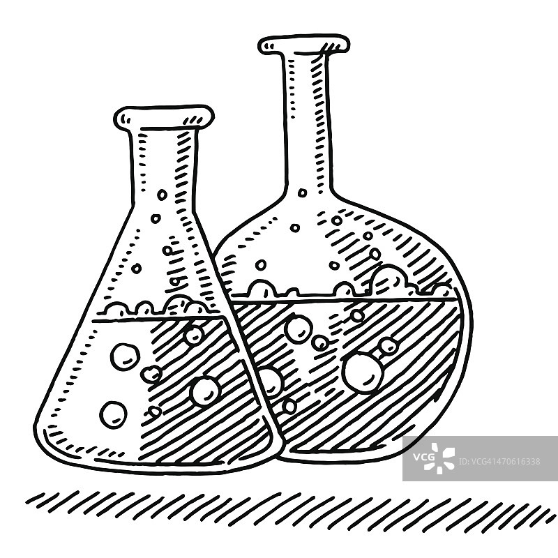 实验室烧瓶化学符号制图图片素材