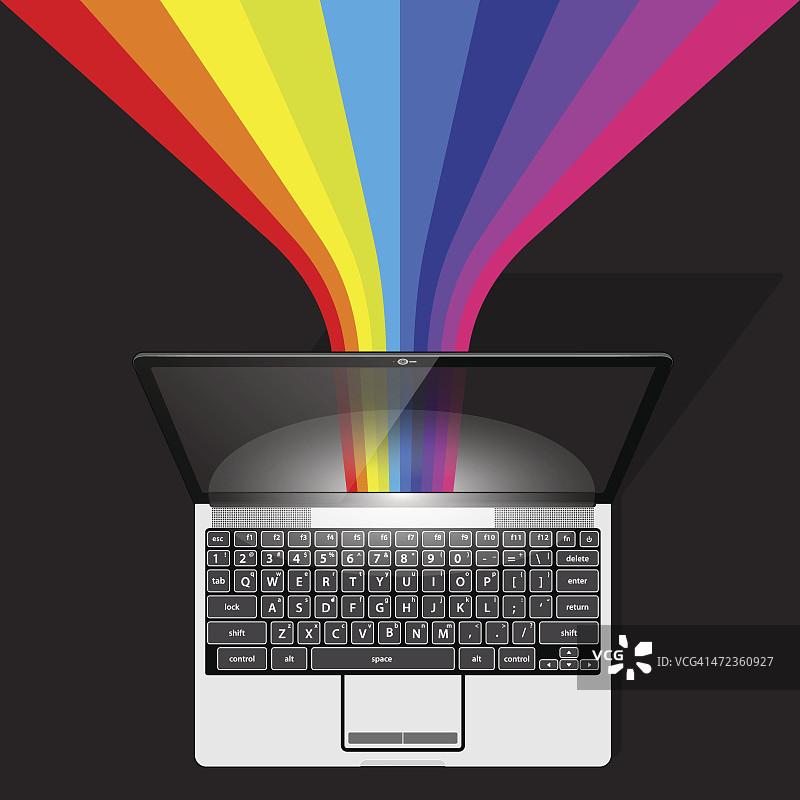 流数据彩虹从笔记本电脑图片素材