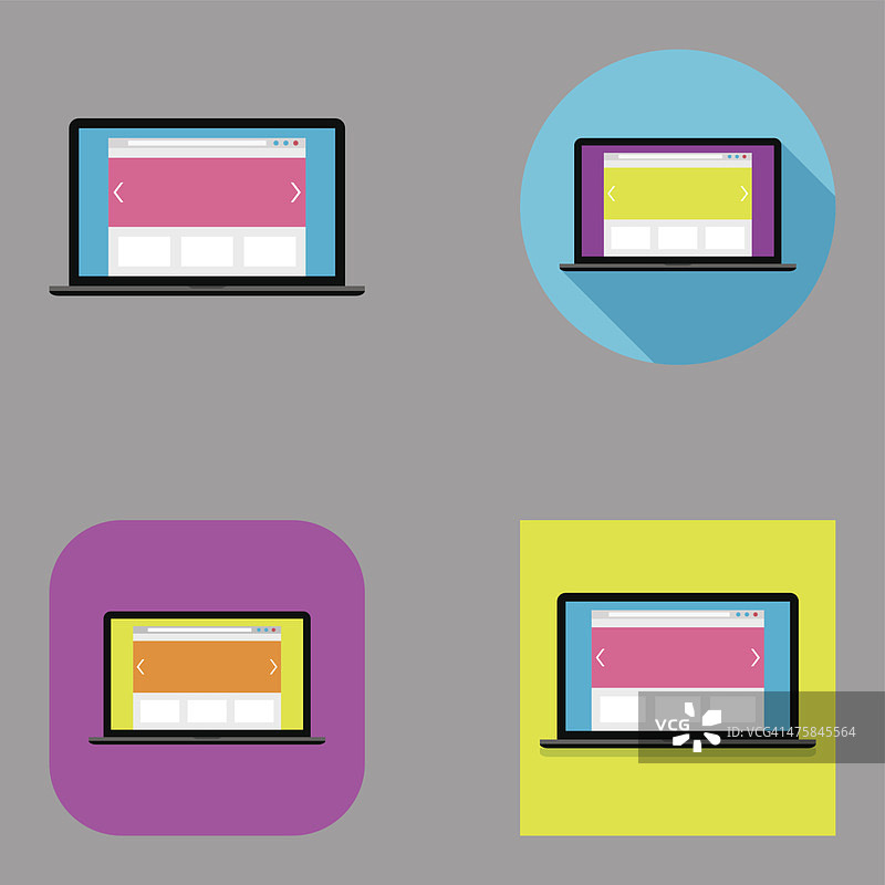 平板电脑和网页图标彩色系列图片素材