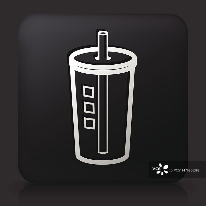 黑色方形按钮与咖啡杯图标图片素材