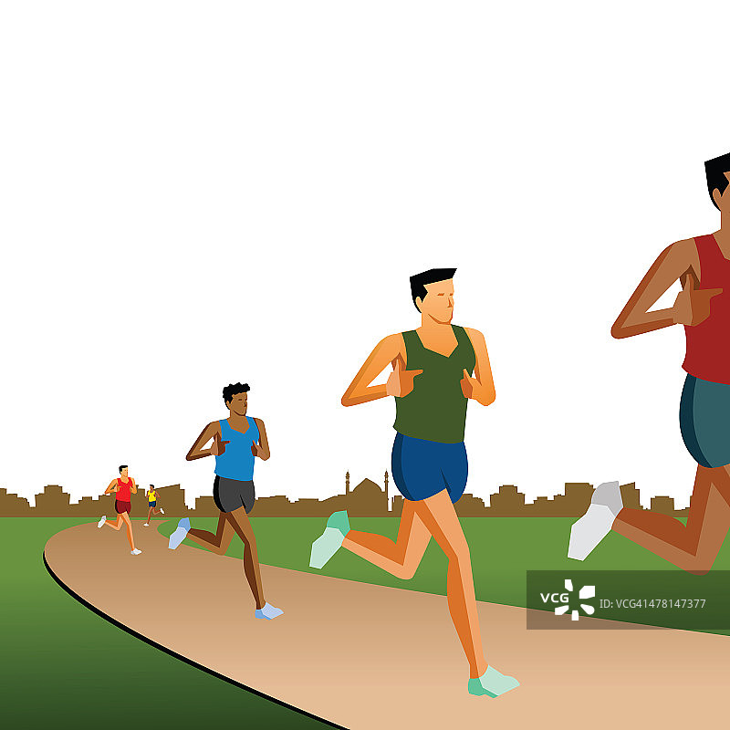 运动员在跑道上奔跑，赛跑，白色背景图片素材