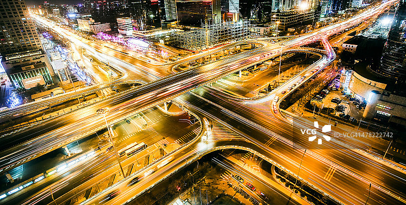 穿越北京CBD的高速公路大桥图片素材
