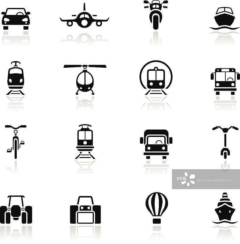 多种类型的黑色交通图标图片素材