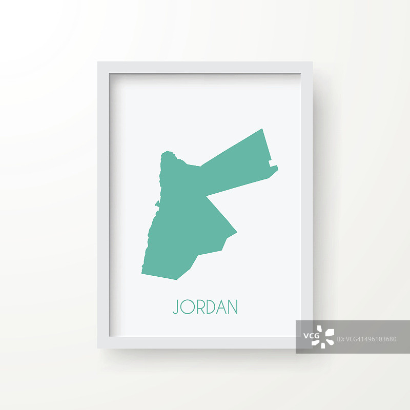 约旦地图在框架上的白色背景图片素材