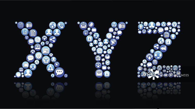 XYZ免版税矢量社会网络和互联网图标集图片素材