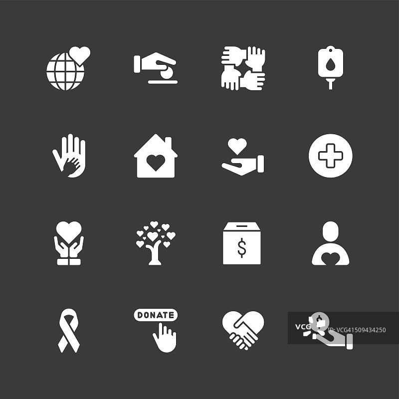 慈善图标-常规-白色系列图片素材