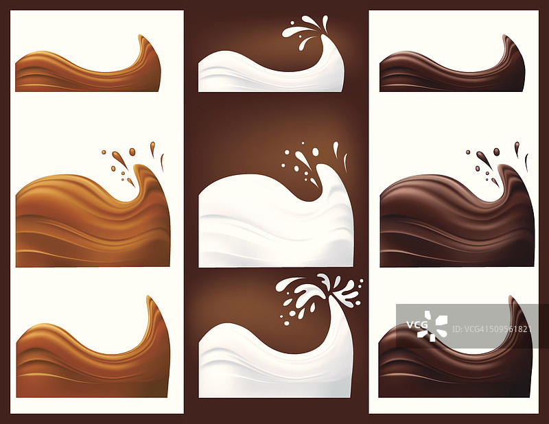 巧克力焦糖和牛奶漩涡和飞溅图片素材