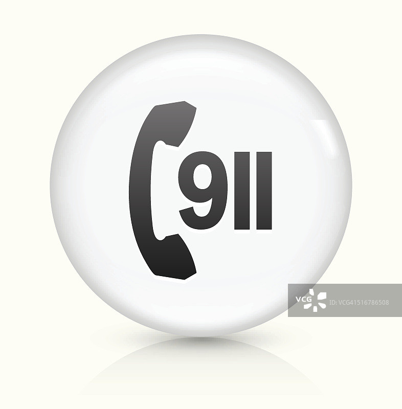 911电话服务图标上白色的圆形矢量按钮图片素材