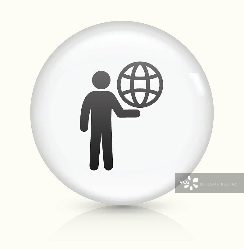 手杖图携带地球图标白色圆形矢量按钮图片素材