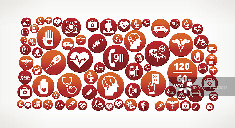 堪萨斯州医疗保健和医疗红色按钮模式图片素材