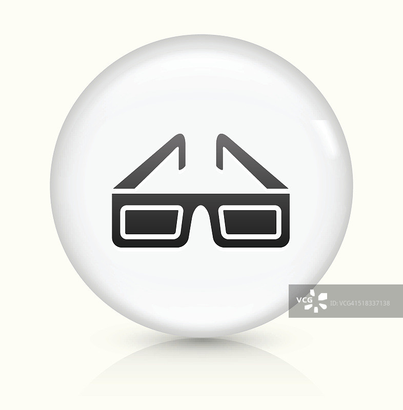 3D眼镜图标上的白色圆形矢量按钮图片素材