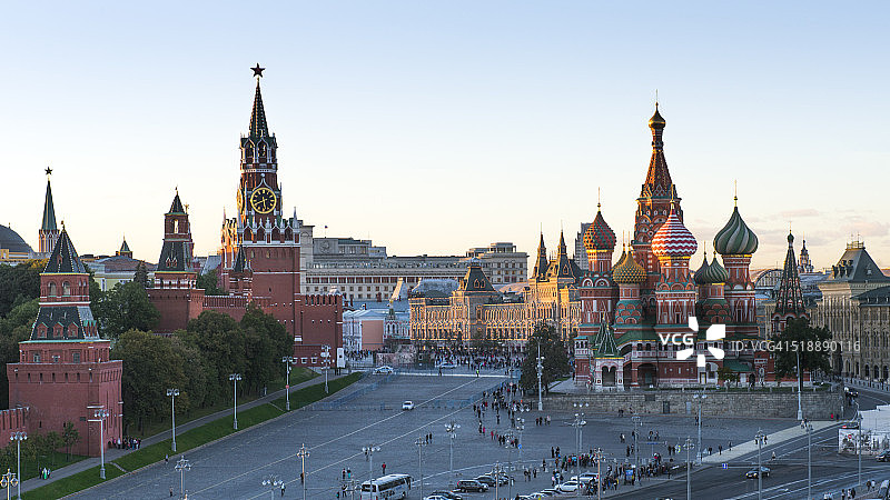 日落时分的莫斯科红场图片素材