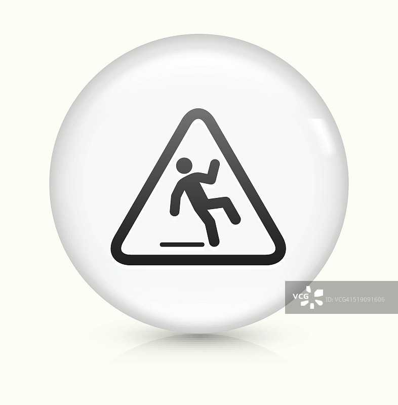 小心滑标志图标上的白色圆形矢量按钮图片素材