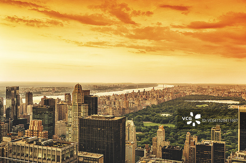 中央公园和曼哈顿鸟瞰图图片素材