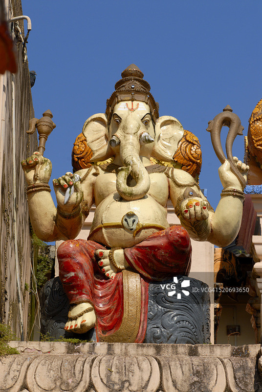主甘尼萨在Shree Durga Parmeshwari寺庙Kateel卡纳塔克邦图片素材
