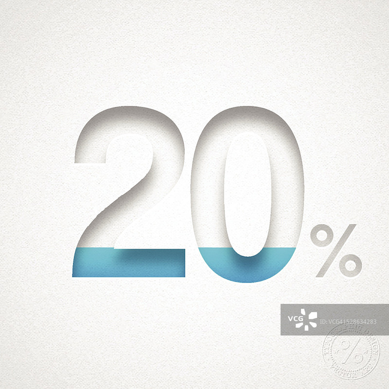 20%设计(20%)-水彩纸上的蓝色数字图片素材