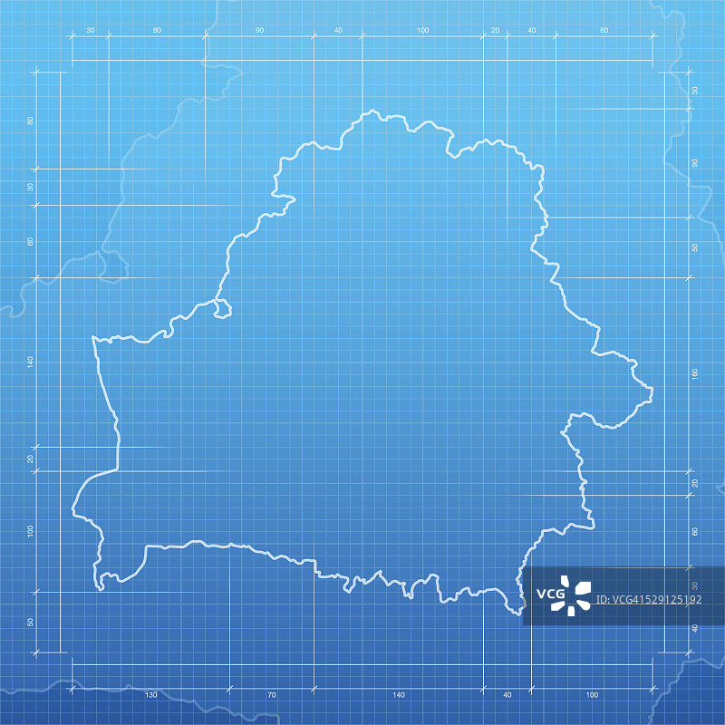 蓝图背景上的白俄罗斯地图图片素材