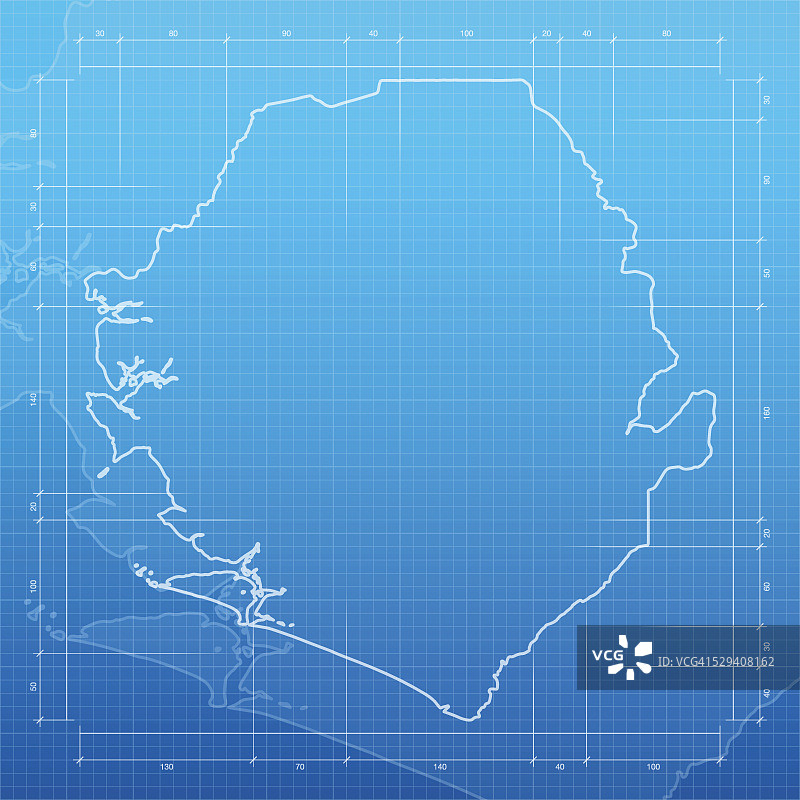 在蓝图背景上的塞拉利昂地图图片素材