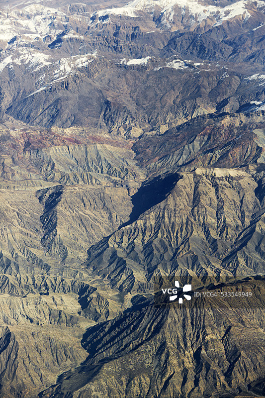 伊朗扎格罗斯山脉的鸟瞰图图片素材