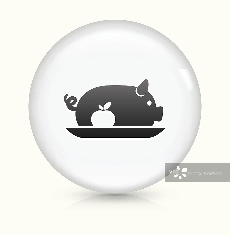 猪肉菜图标上的白色圆形矢量按钮图片素材