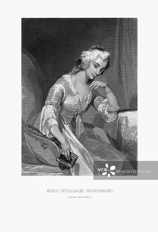 威廉·宾厄姆夫人的雕刻肖像，安妮·威林，大约1790年图片素材