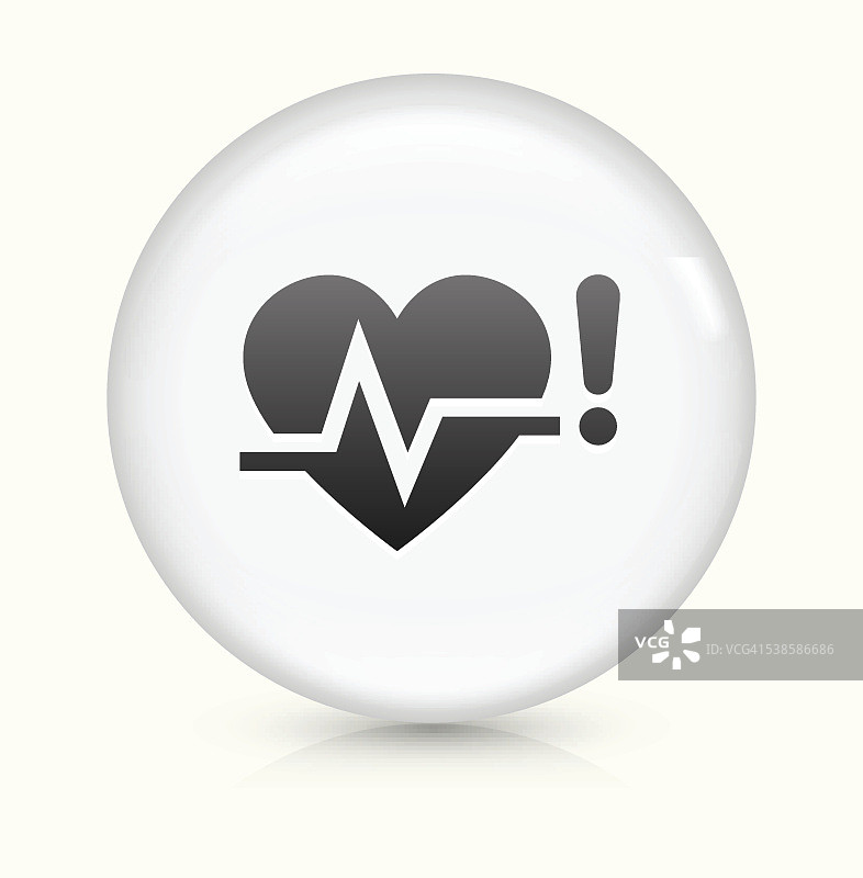 心脏脉搏图标上的白色矢量按钮图片素材
