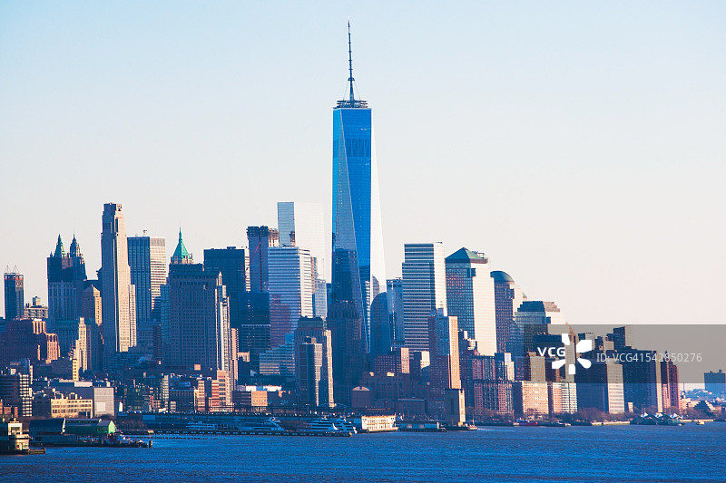 纽约市中心金融中心，炮台公园，自由塔，世贸中心一号图片素材